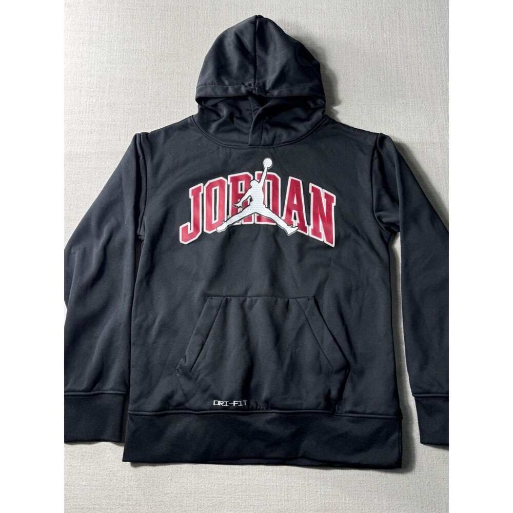 Nike Air Jordan Youth Jumpman Logo Fleece Hoodie Sweatshirt Black Medium Casual